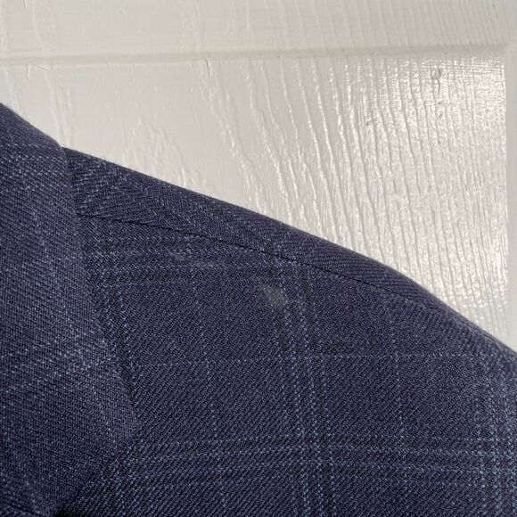 LRL Ralph Lauren Mens Sportcoat 54L Big Tall Blue Windowpane Plaid Wool Silk - Picture 4 of 10